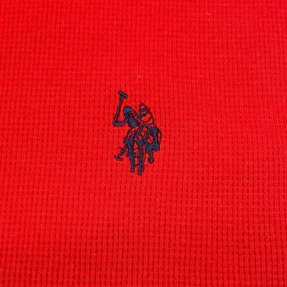 U.S. Polo Assn. Men's Red Waffle Knit Thermal Medium Cotton Horse Logo - Picture 4 of 12